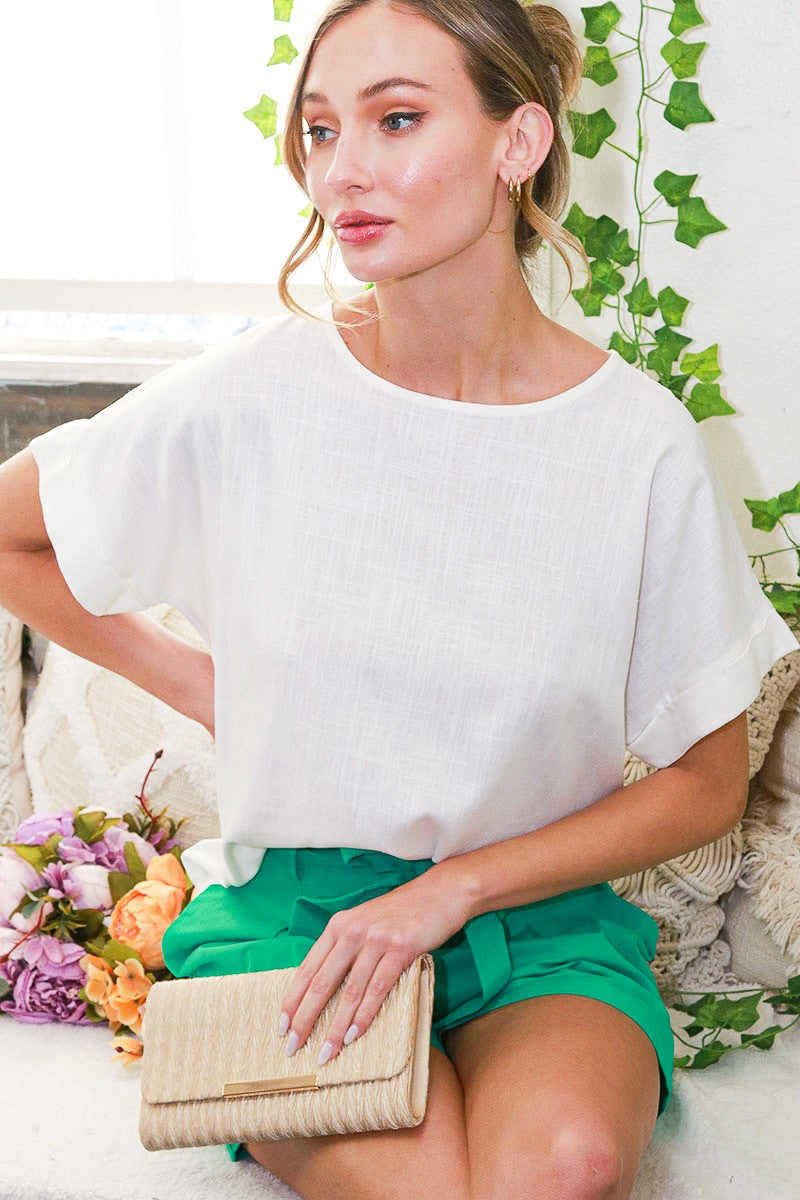 White LINEN BLOUSE TOP