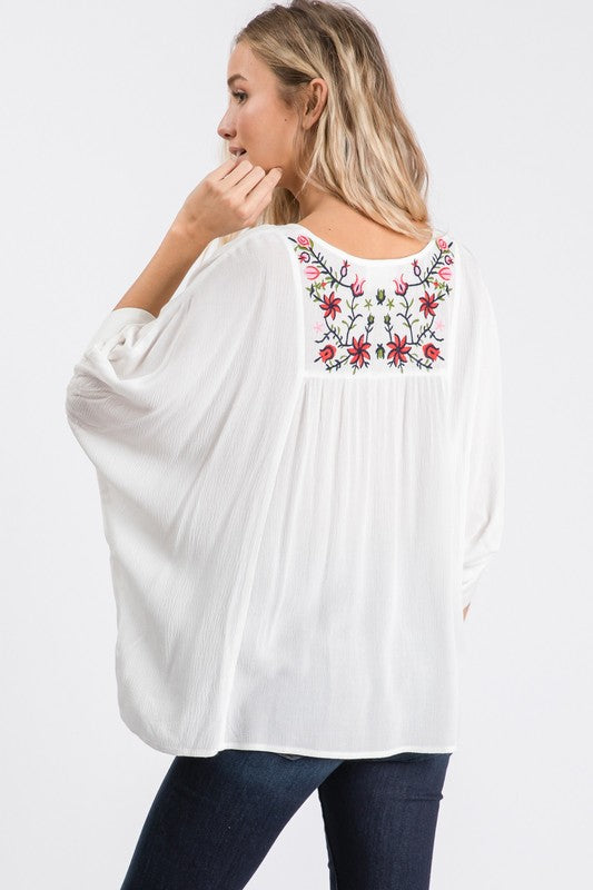V-neck gauze top