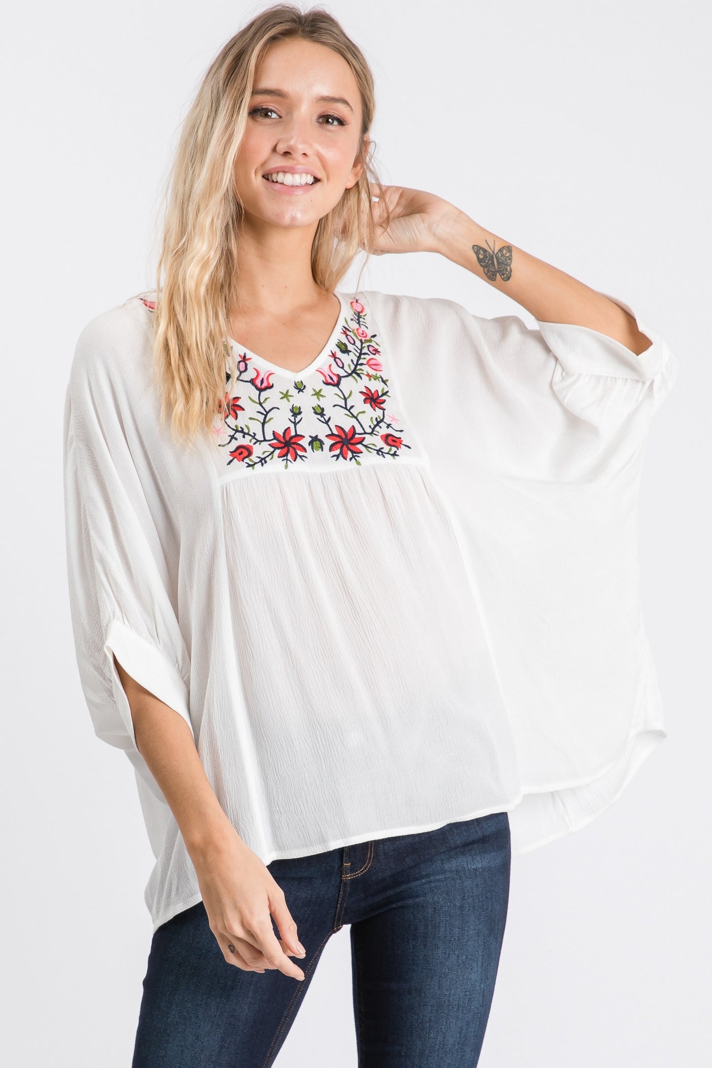 V-neck gauze top