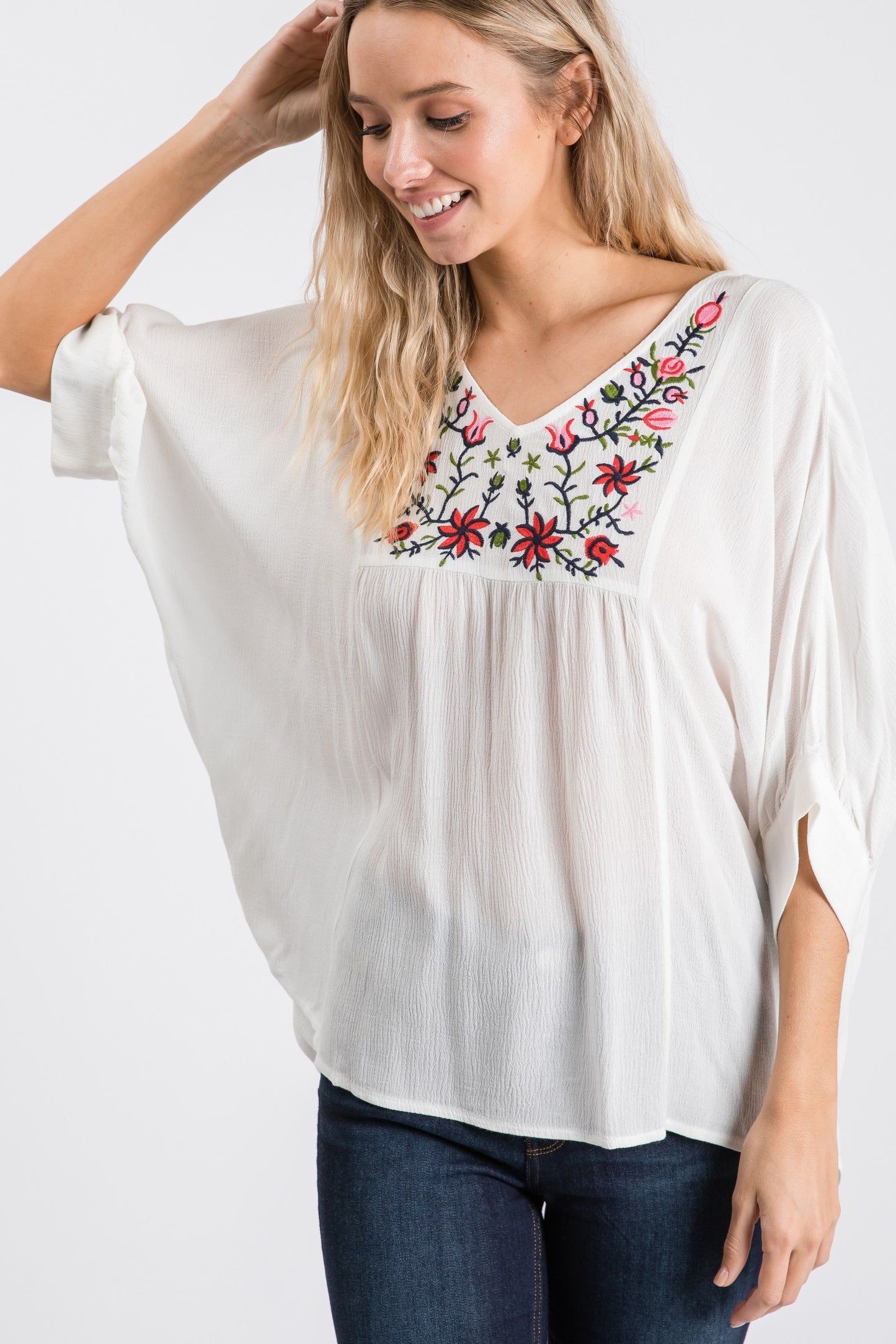 V-neck gauze top