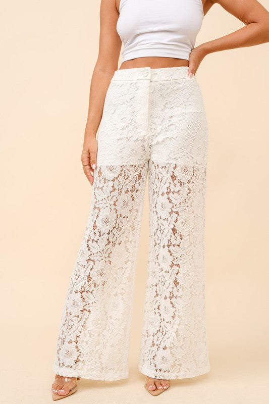 Pants High wide leg lace trousers