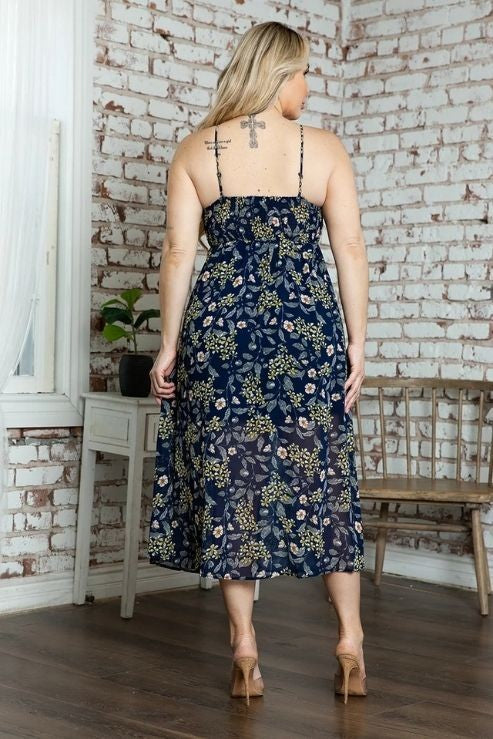 Floral Wrap Belted Slit Maxi Dress