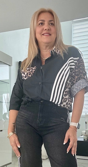 SHIRT ANIMAL PRINT/BLACK