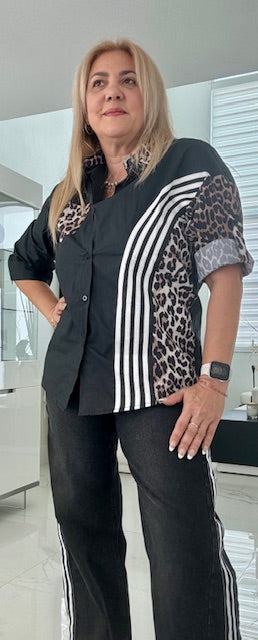 SHIRT ANIMAL PRINT/BLACK