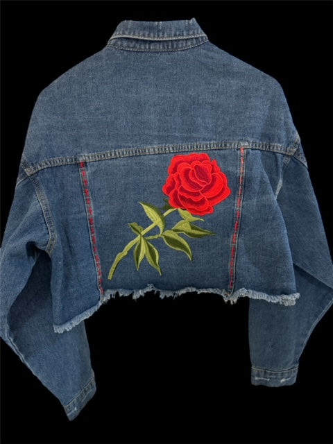 Denim Jacket. (RED ROSE)