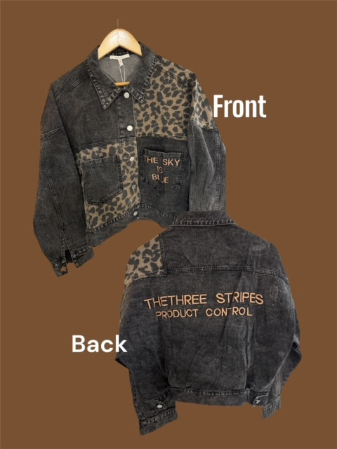 Denim Jacket (Black Animal Print)