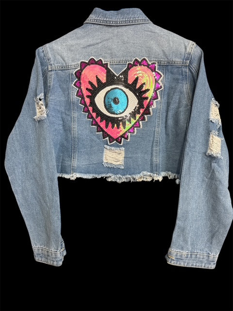 Denim Jacket (Pink Heart)