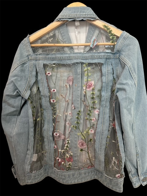 Denim Jacket (transparent flowers)