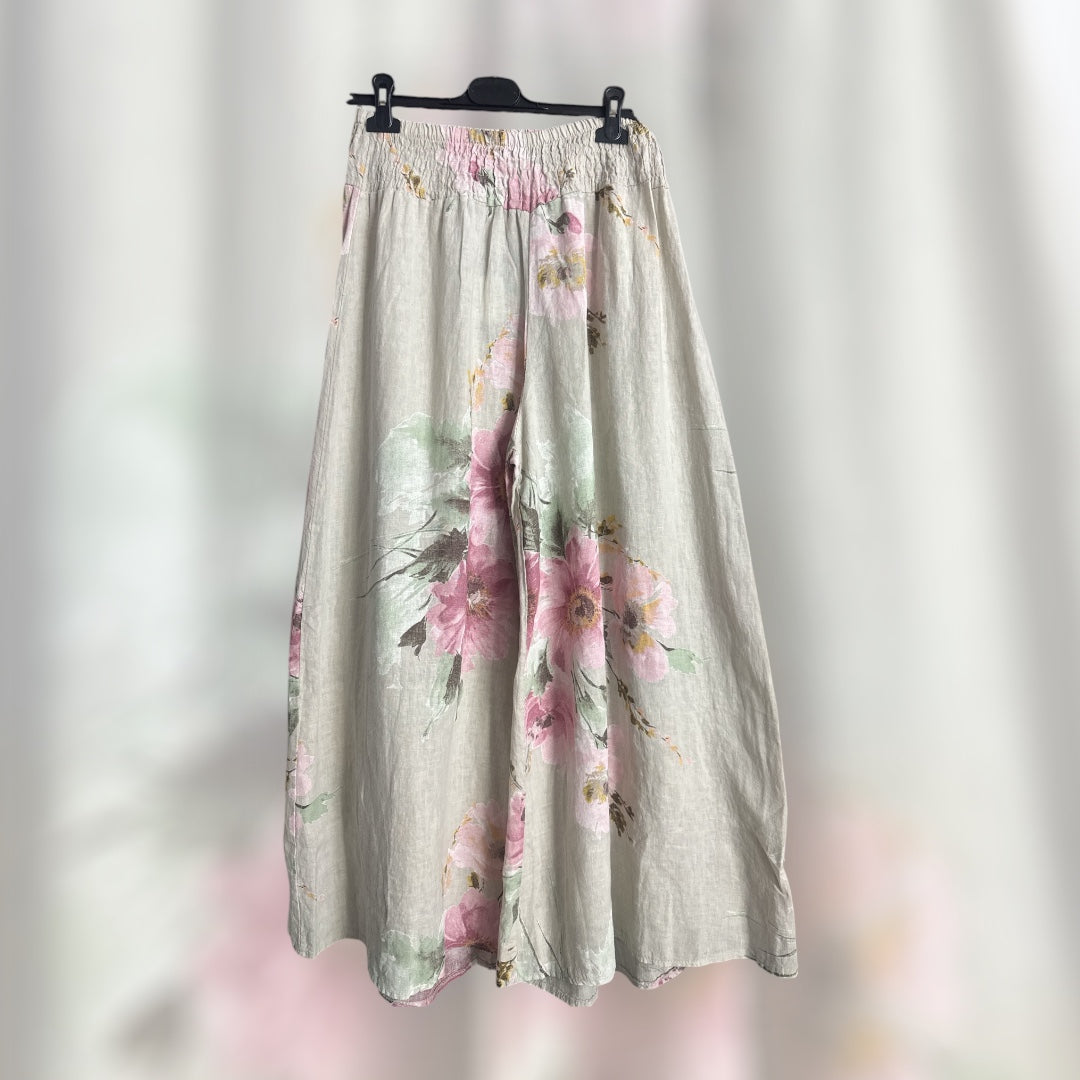 LINEN FLORAL PANTS
