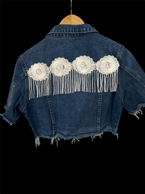 Denim Jacket (White Flowers)