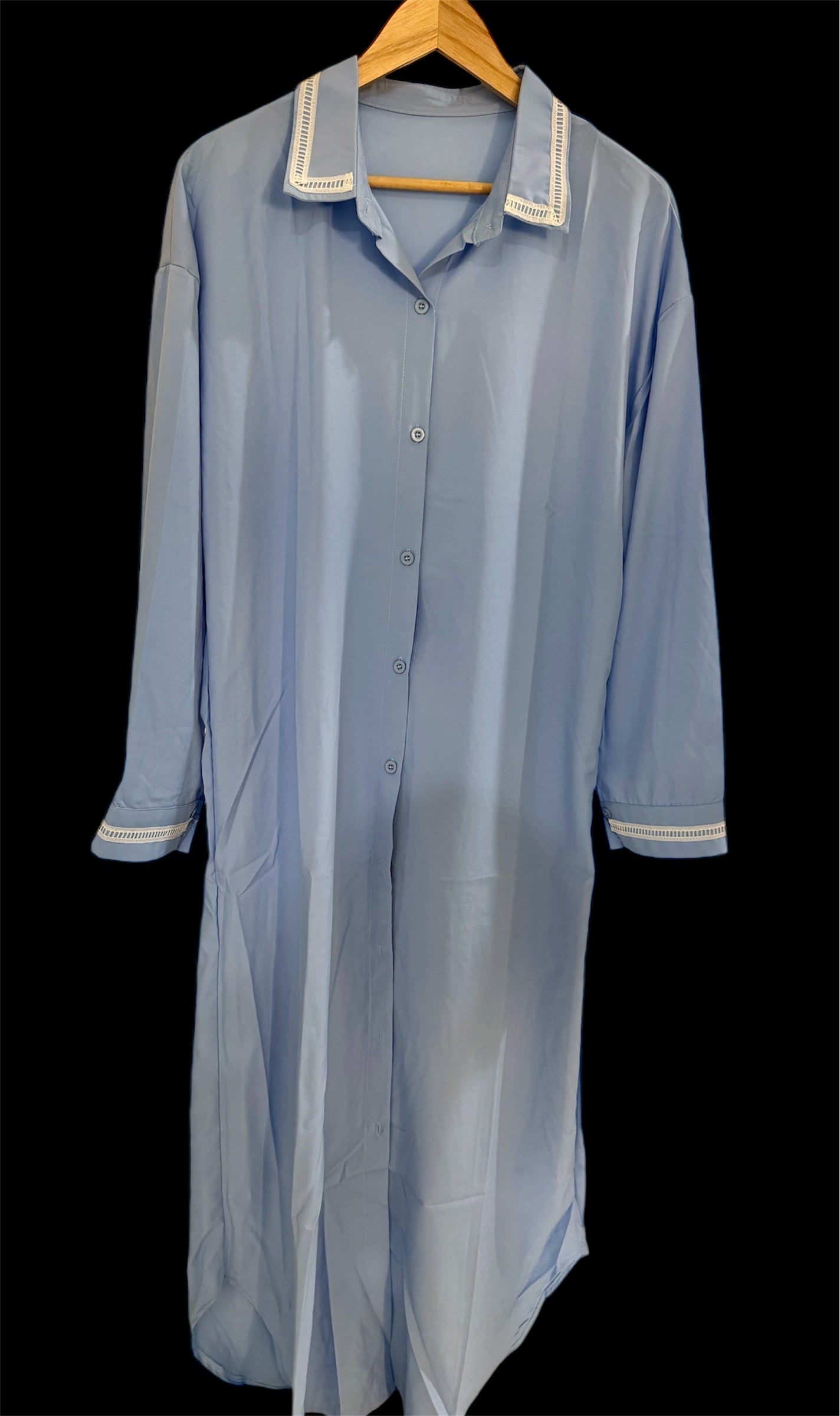 Maxi Casual Dress Long Sleeve Button Front