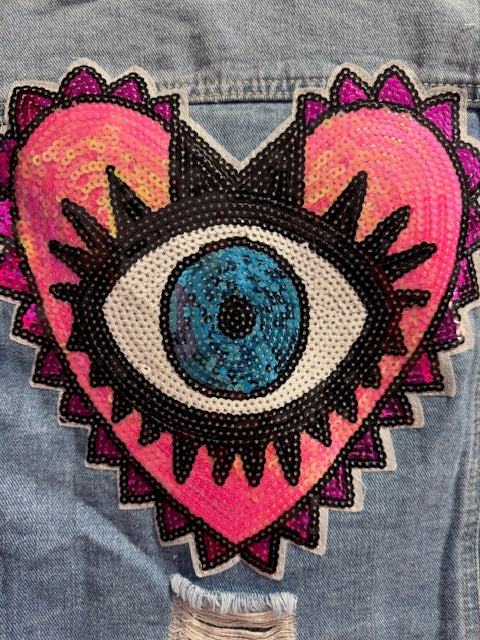 Denim Jacket (Pink Heart)