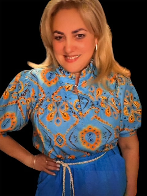 Print Puff Sleeve Blouse