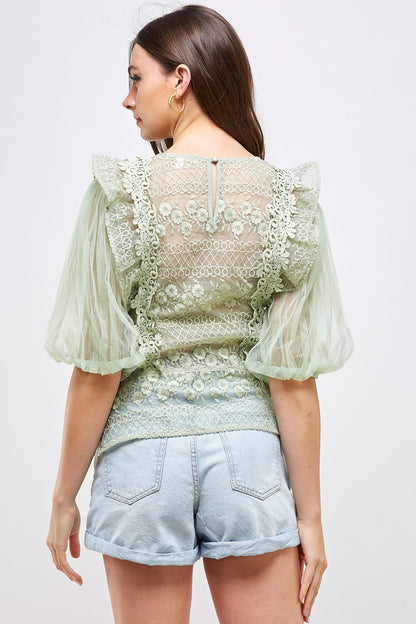 1/2 SLV CROCHET SEE THROUGH TOP