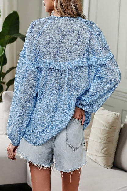 Printed Ruffle Blouse