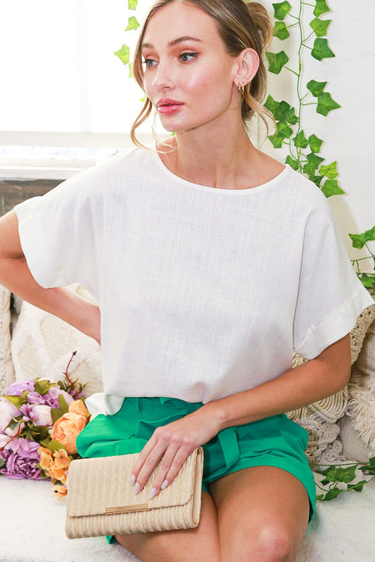 White LINEN BLOUSE TOP