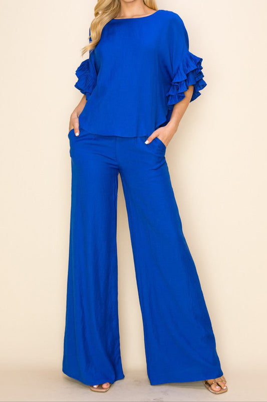 Linen Blouse and Pants Set