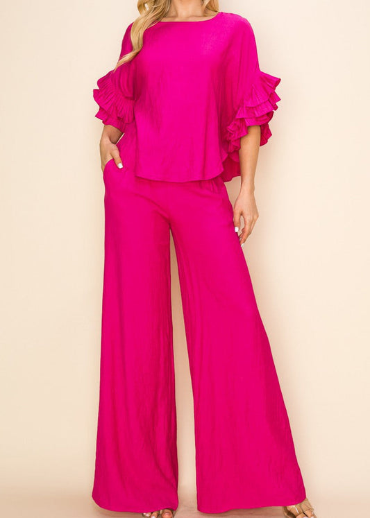 Linen Blouse and Pants Set
