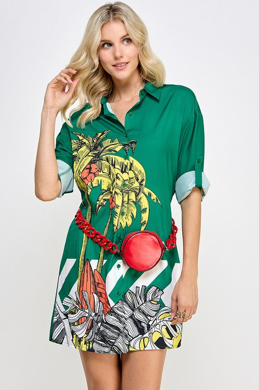 GRAPHIC SHIRT DRESS