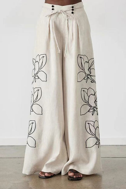 Floral Wide Leg Pants