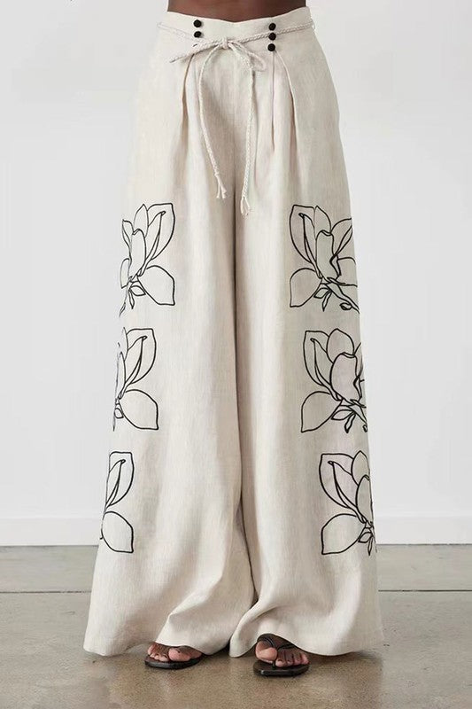 Floral Wide Leg Pants