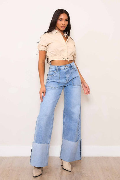 Jeans. (High Waisted Non-Distressed Wide Leg)