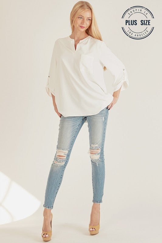 Blouse Open Loose Fit Top (PLUS SIZE)