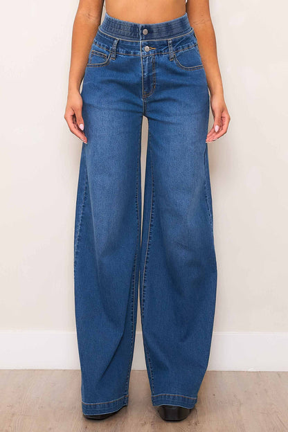 Double Waist Wide Leg Jeans