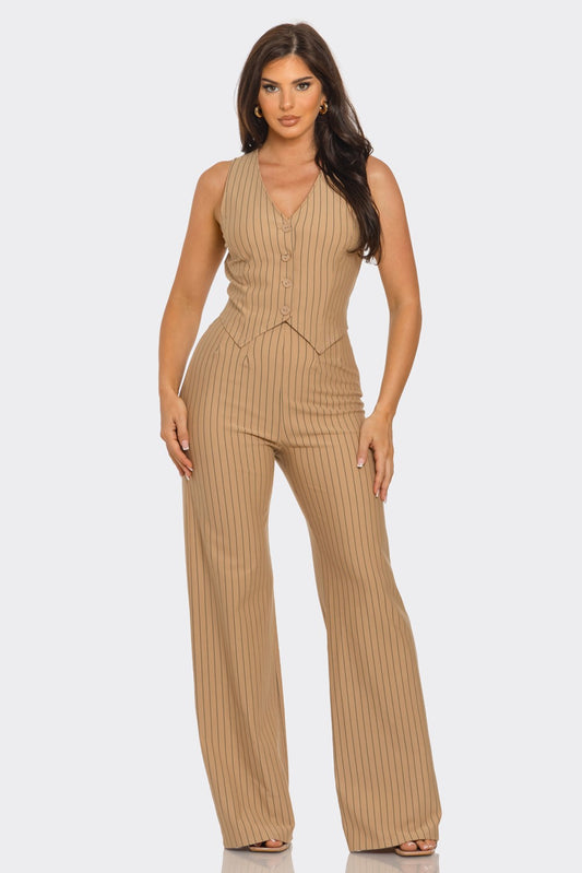 Stripe Vest Top And Pants Set