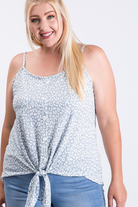 Animal printed cami with faux placket (PLUS SIZE)