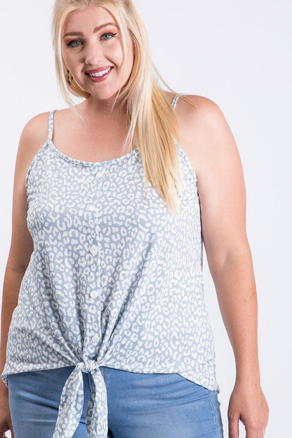 Animal printed cami with faux placket (PLUS SIZE)