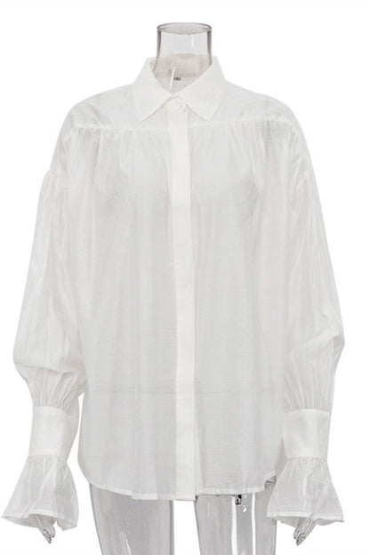 Classic Long Sleeve Blouse (WHITE)