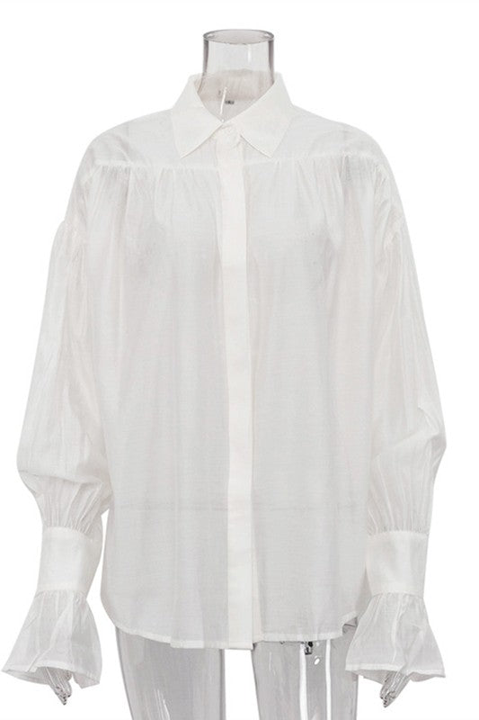 Classic Long Sleeve Blouse (WHITE)