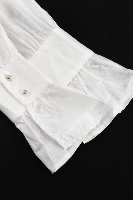 Classic Long Sleeve Blouse (WHITE)