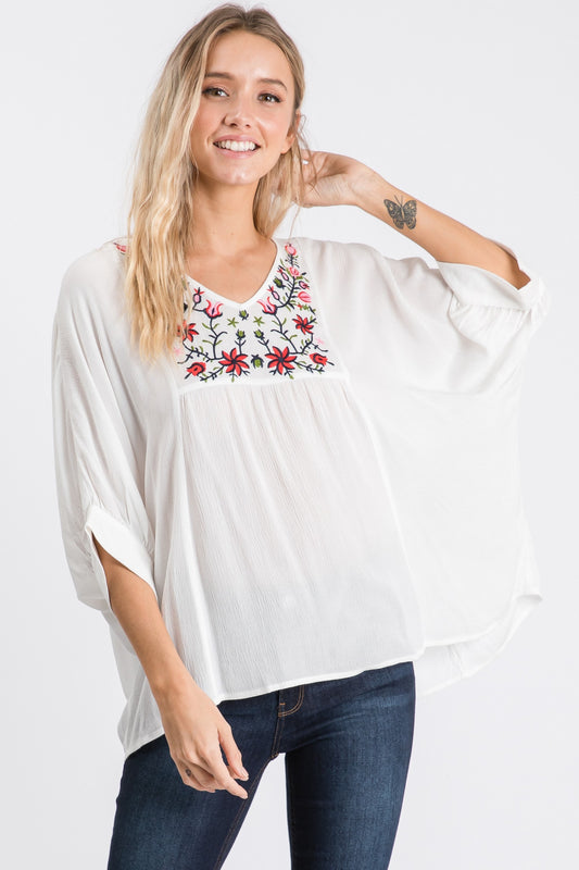 V-neck gauze top