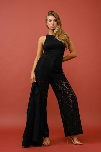 Pants High wide leg lace trousers