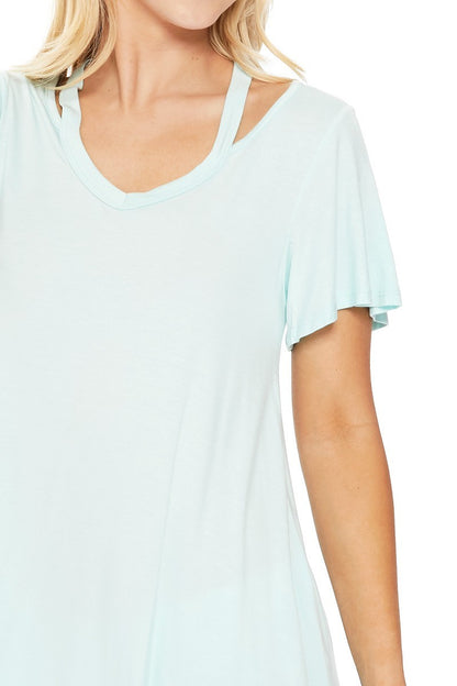 V-neck cut out short sleeve top