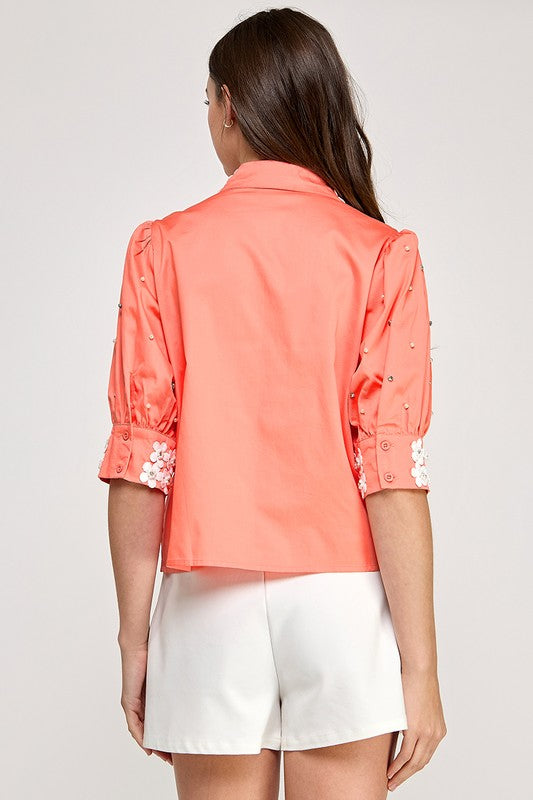 RHINESTONE DETAIL BUTTON SHIRT