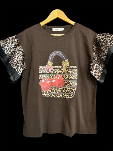 ANIMAL PRINT RUFFLE TOP