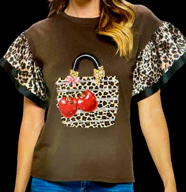 ANIMAL PRINT RUFFLE TOP