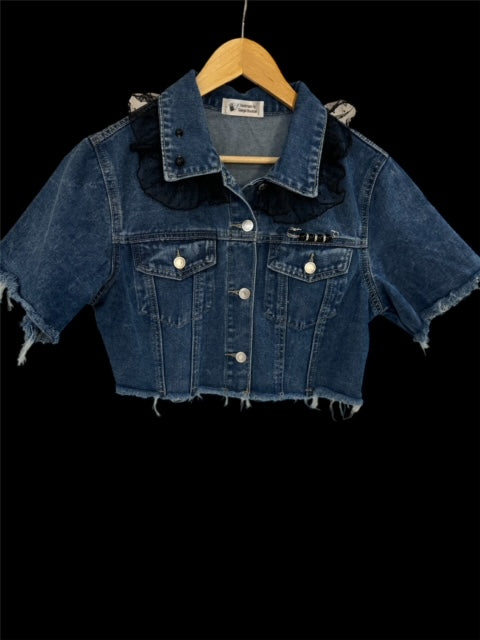 Denim Jacket (Black & Blue Hamsa)