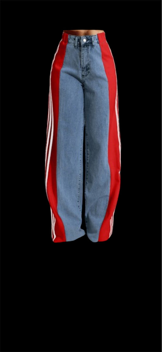 JEANS WITH SIDE LINES (RED)