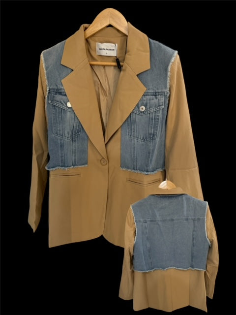 Denim Contrast Camel Blazer