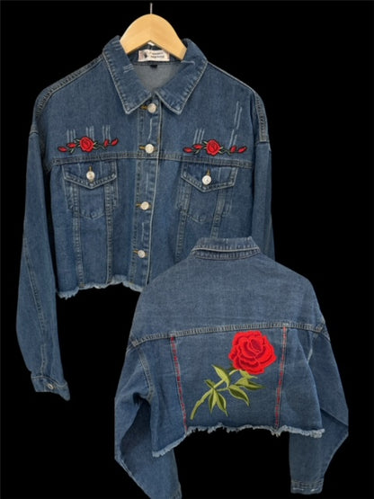 Denim Jacket. (RED ROSE)