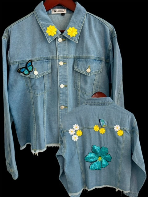 Denim Jacket (Flowers & Butterflies)