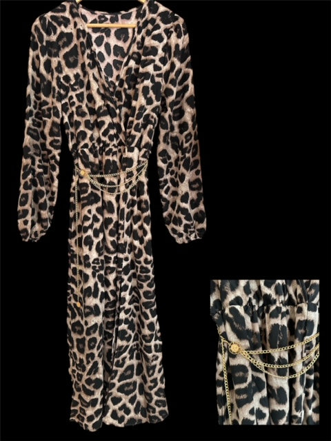 Animal Print Dress whit Chain Belt