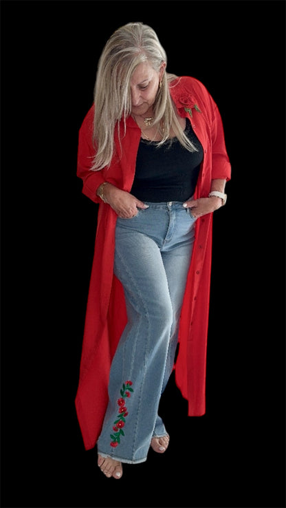 Jeans (RED FLOWERS)