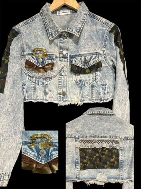 Denim Crop Jacket. (Camouflage)