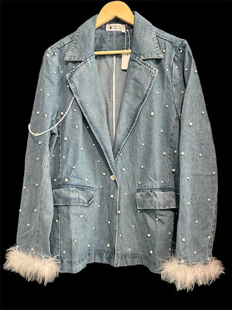Denim Blazer (Feathers)