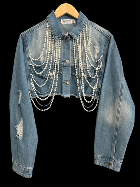 Denim Crop Jacket (Perls)
